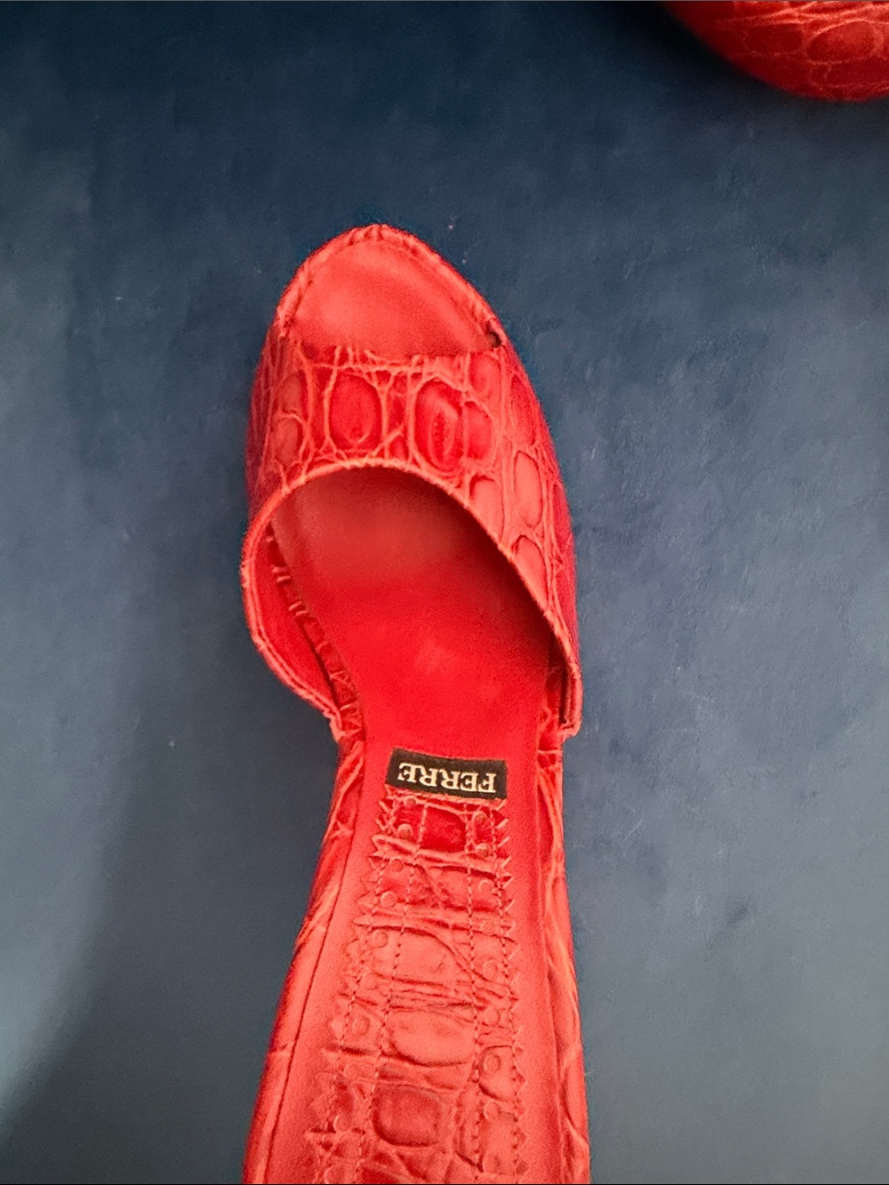 Ferre Red Croc-Embossed Slide Heels for Women - Picture 7 of 9